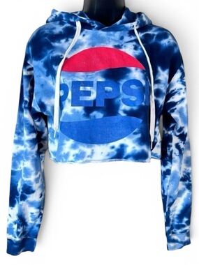 Pepsi Graphic Tie Dye Crop Hoodie